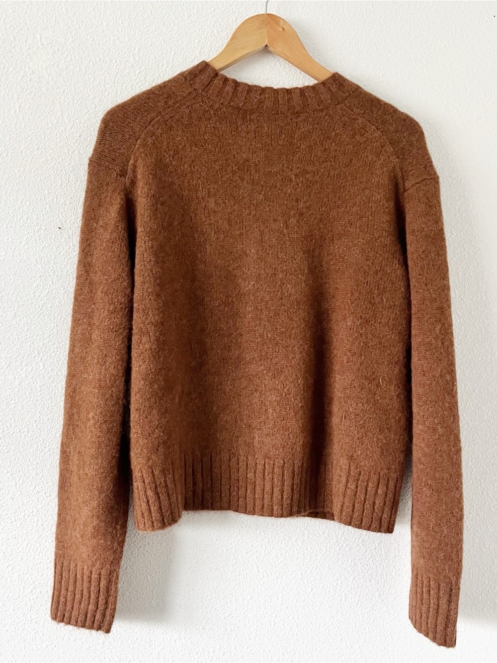 Everlane Alpaca Blend Brown Crewneck Button Front Soft Knit Cardigan Sweater - Picture 8 of 9